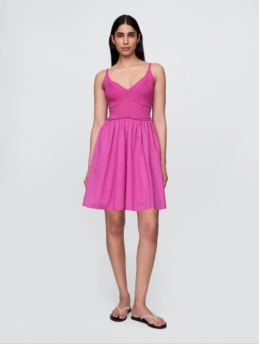 Gap Crochet Mixed Media Mini Dress Pink NWT - Picture 7 of 8